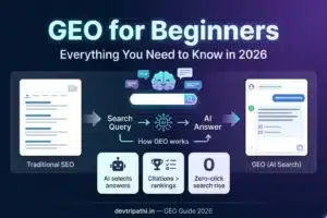 GEO for beginners guide explaining generative engine optimization basics, AI SEO strategy, and steps to get cited in ChatGPT, Perplexity, and Google AI Overviews