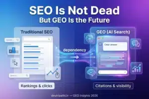 Traditional SEO vs GEO 2026 - why both strategies are needed together for blog visibility in AI search